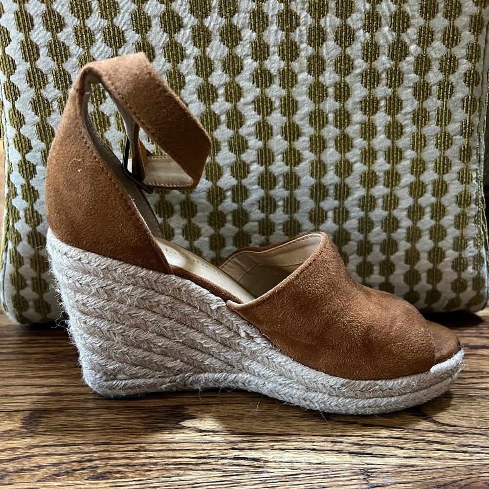 3/$10 Brown Suede Espadrille Wedges